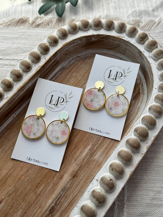Grandmas Rose Print Dangles