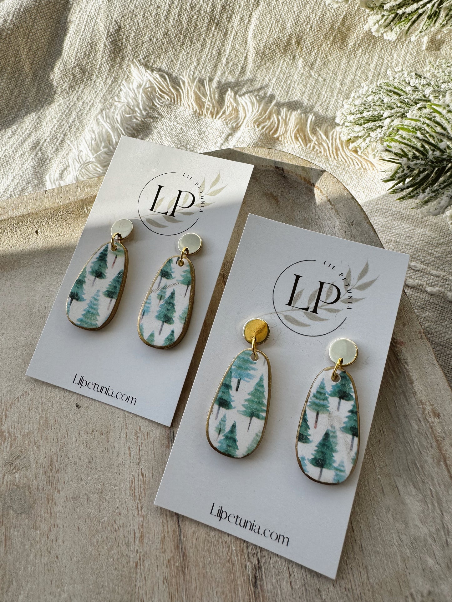 Gold Edged Tree Print Dangles