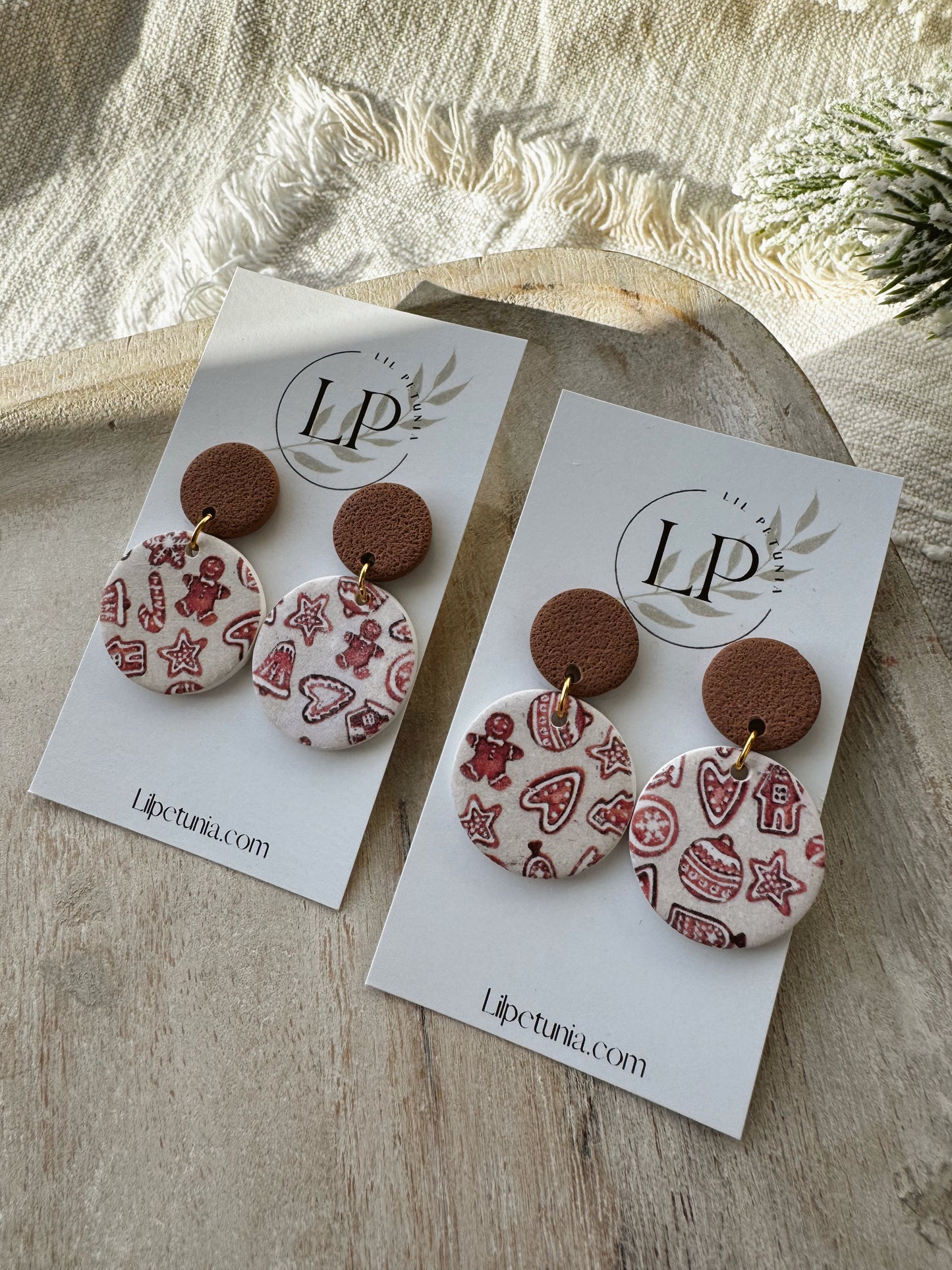 Gingerbread Print Dangles