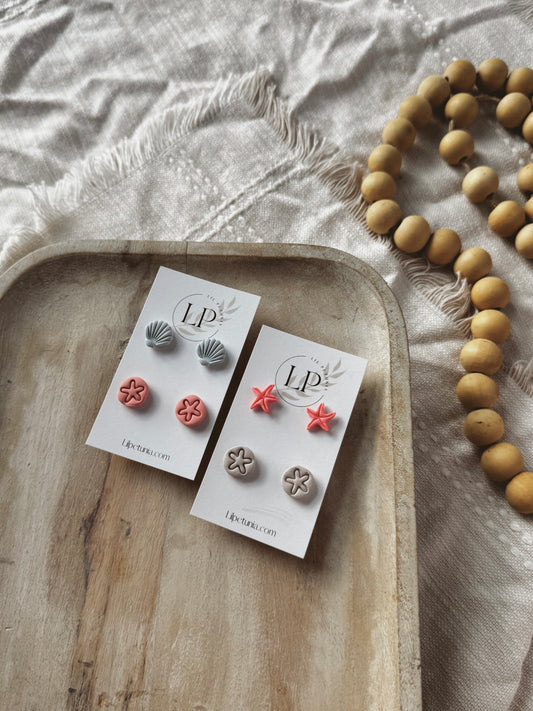 Starfish & Sand Dollar Stud Pack (pictured on the right)