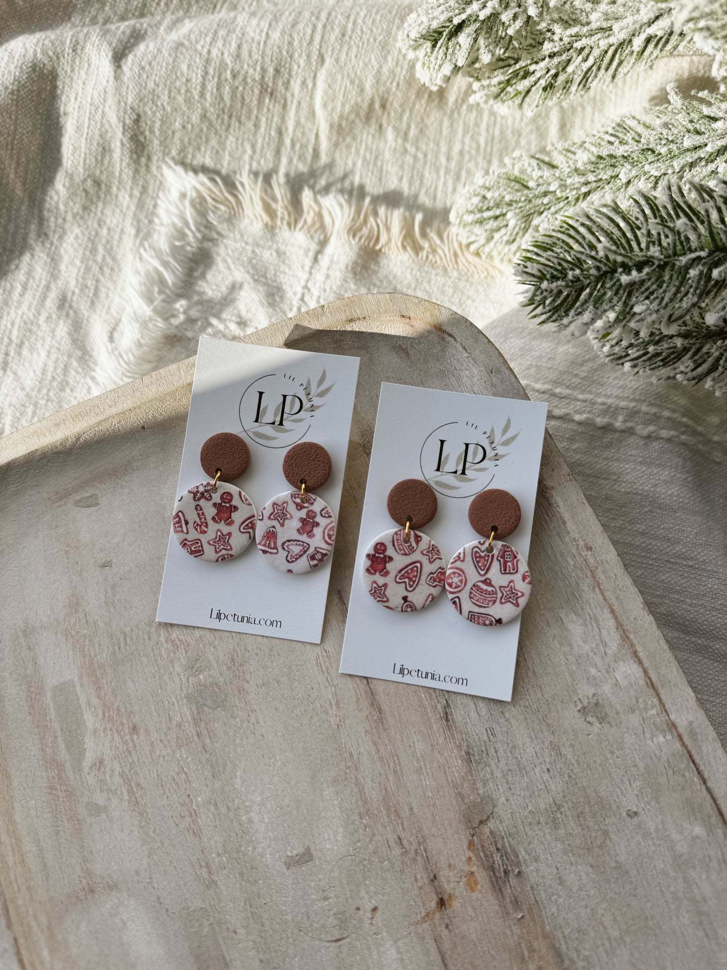 Gingerbread Print Dangles